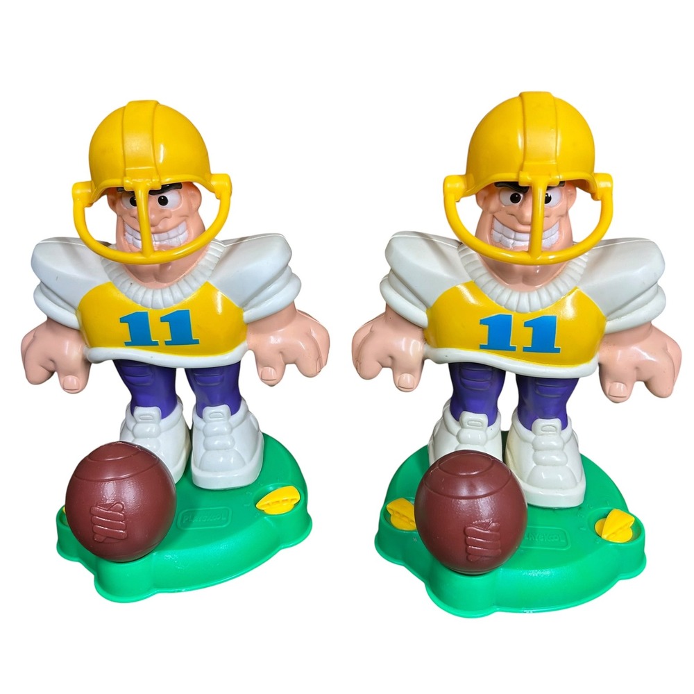 Vintage Playskool Super Jocks Football Kicker Toy Set Lot of 2 Figures Goalposts